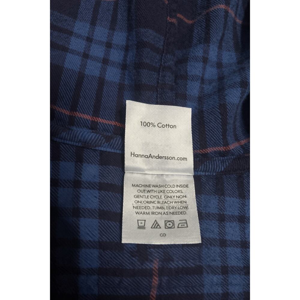Hanna‎ Andersson Boys Hooded Flannel Shirt Blue Plaid Size 6–7 (120 cm) - Picture 4 of 4